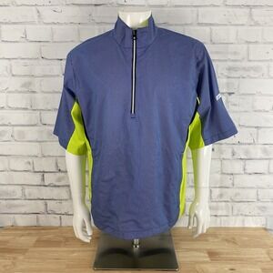 DryJoys FootJoy Windbreaker Men's Medium Pullover‎ Short Sleeve Blue Golfing